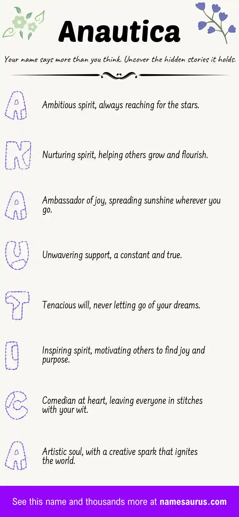 Acrostic poem about Anautica.
