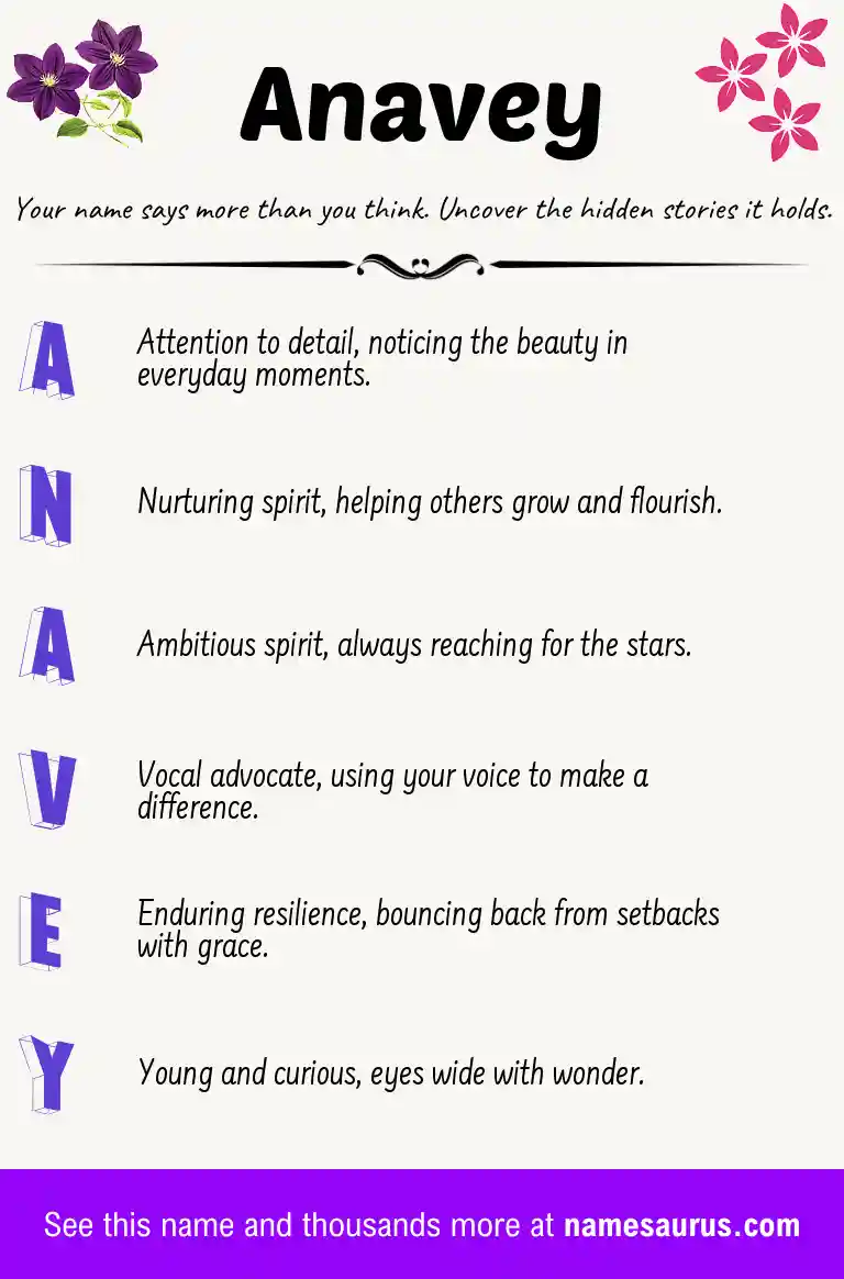 Acrostic poem about Anavey.