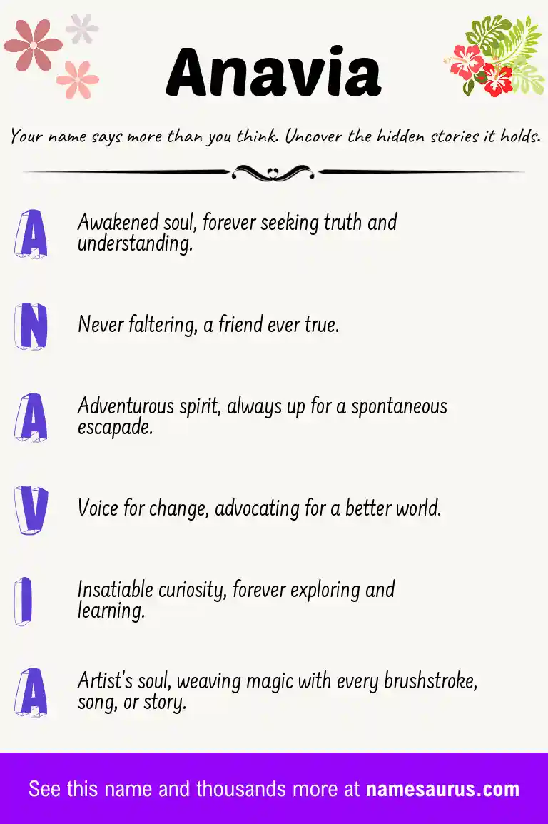 Acrostic poem about Anavia.