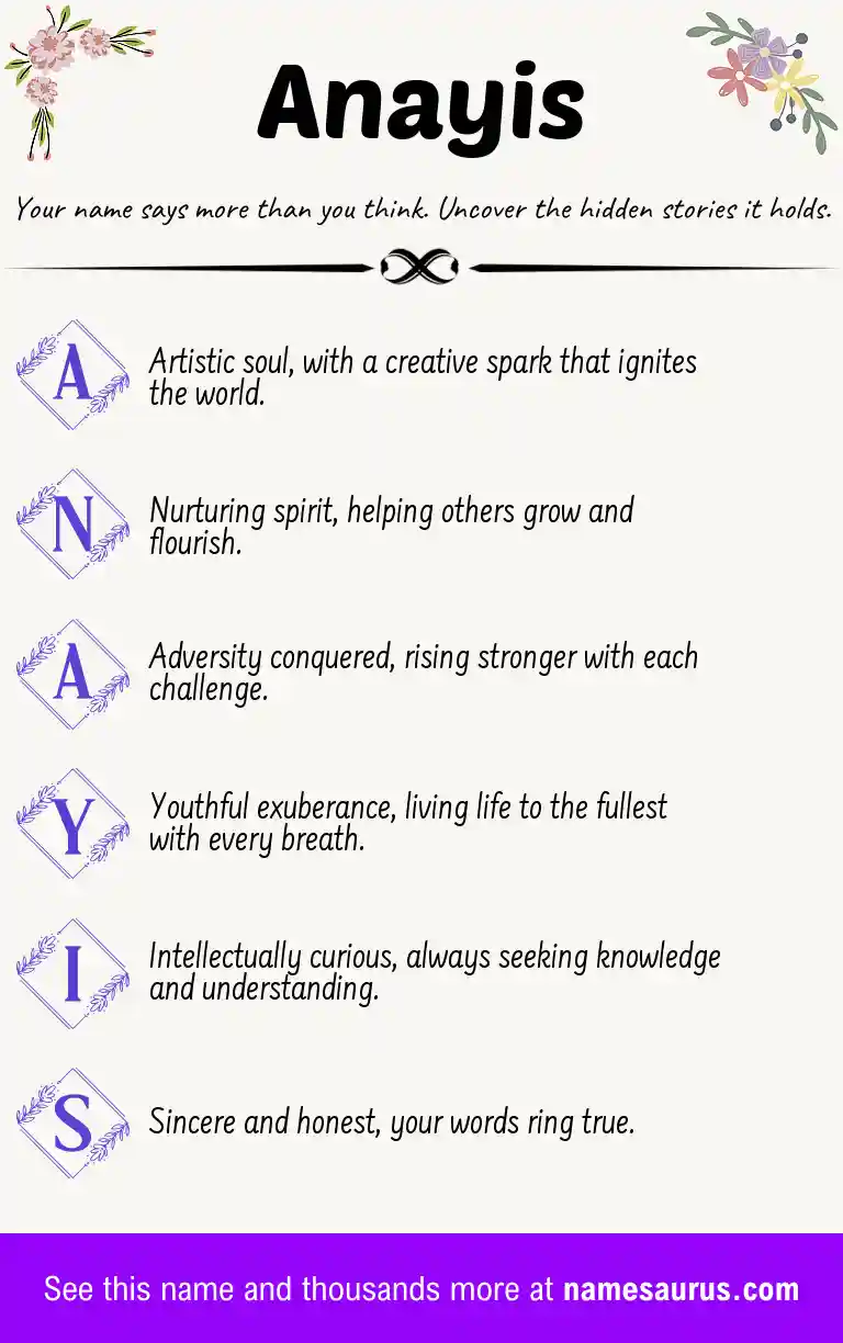 Acrostic poem about Anayis.
