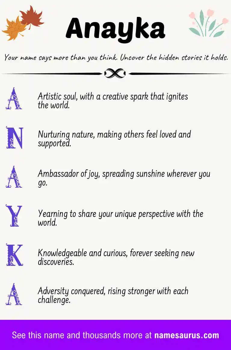 Acrostic poem about Anayka.