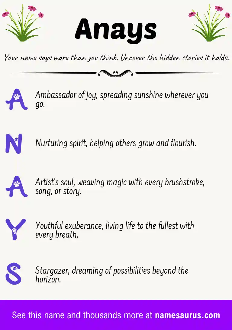 Acrostic poem about Anays.