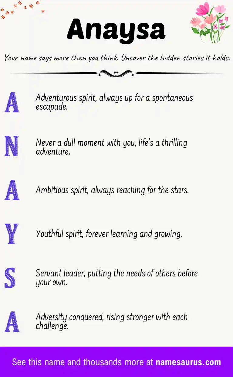 Acrostic poem about Anaysa.