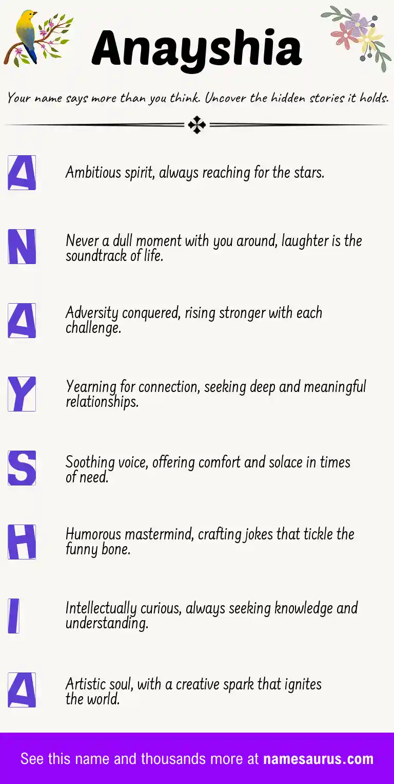 Acrostic poem about Anayshia.