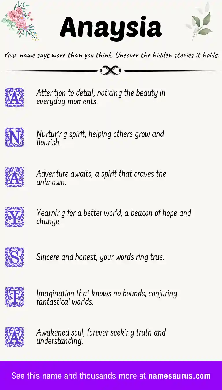 Acrostic poem about Anaysia.