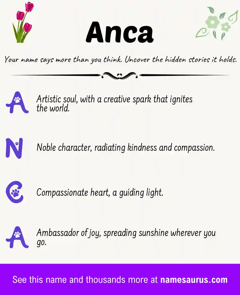 Acrostic poem about Anca.