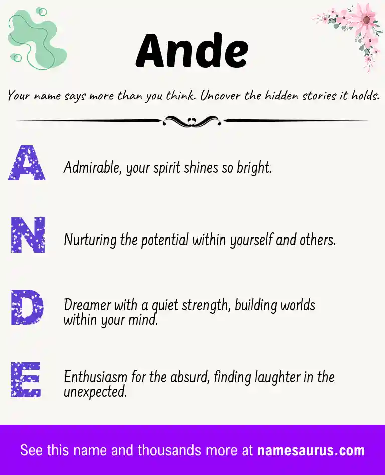 Acrostic poem about Ande.