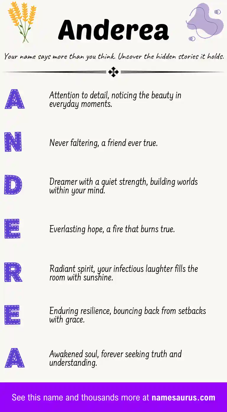 Acrostic poem about Anderea.