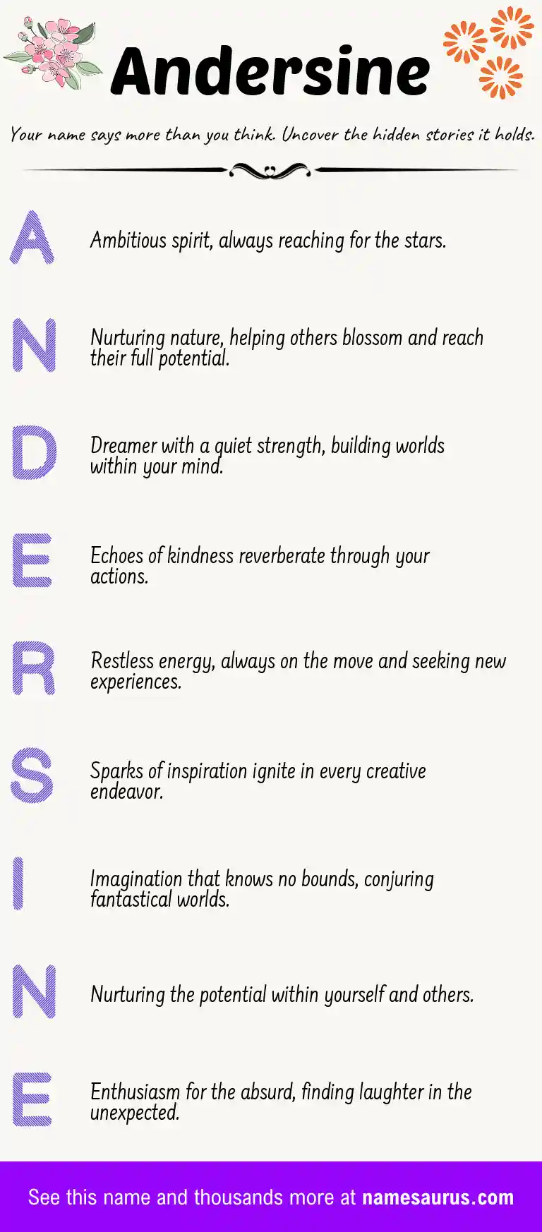 Acrostic poem about Andersine.