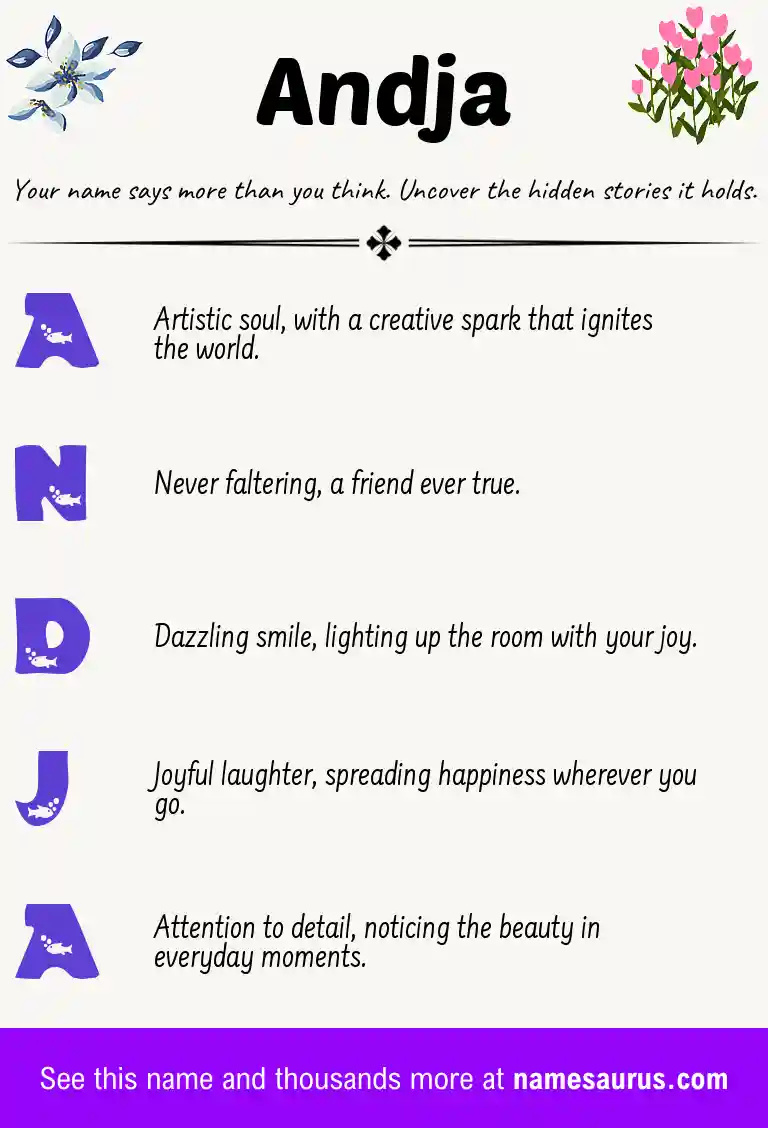 Acrostic poem about Andja.