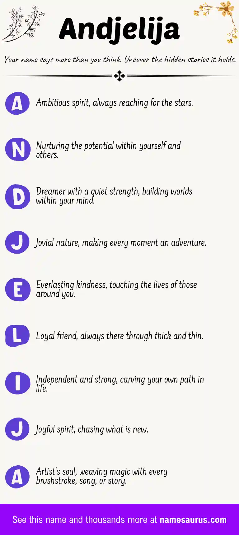 Acrostic poem about Andjelija.