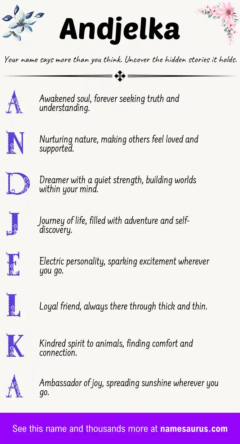 Acrostic poem about Andjelka.