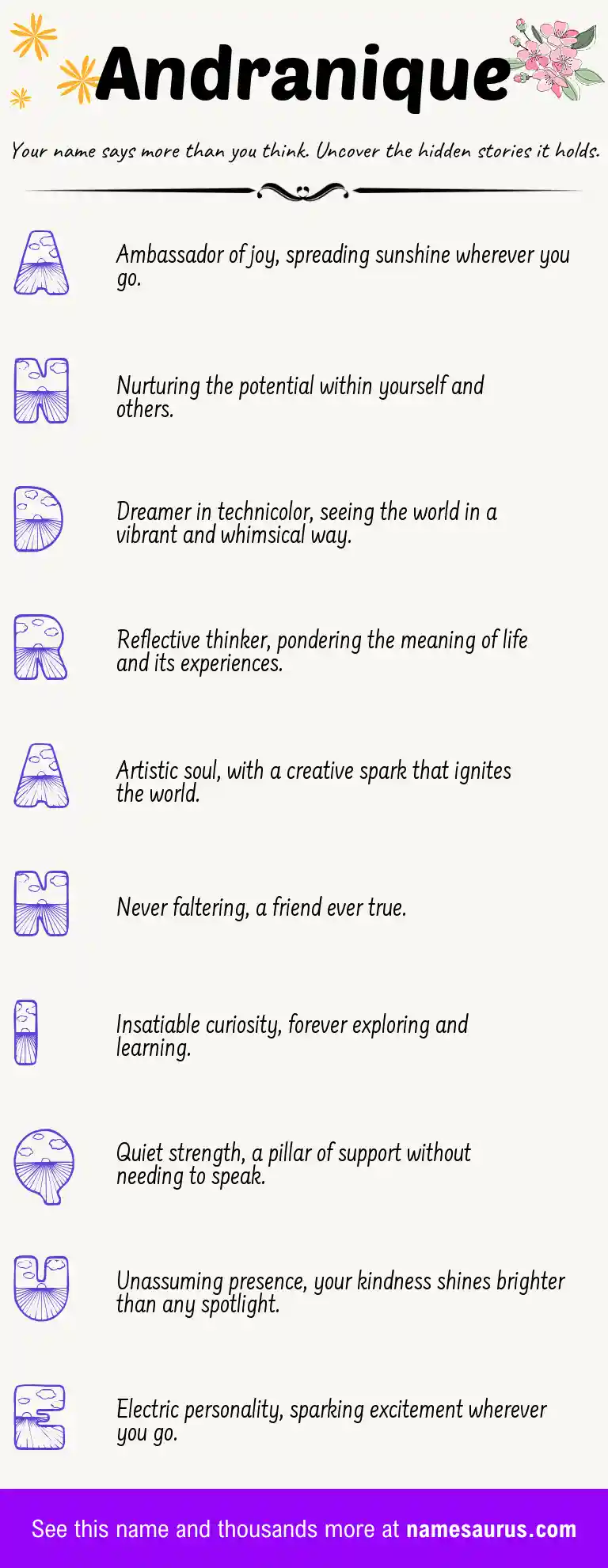 Acrostic poem about Andranique.