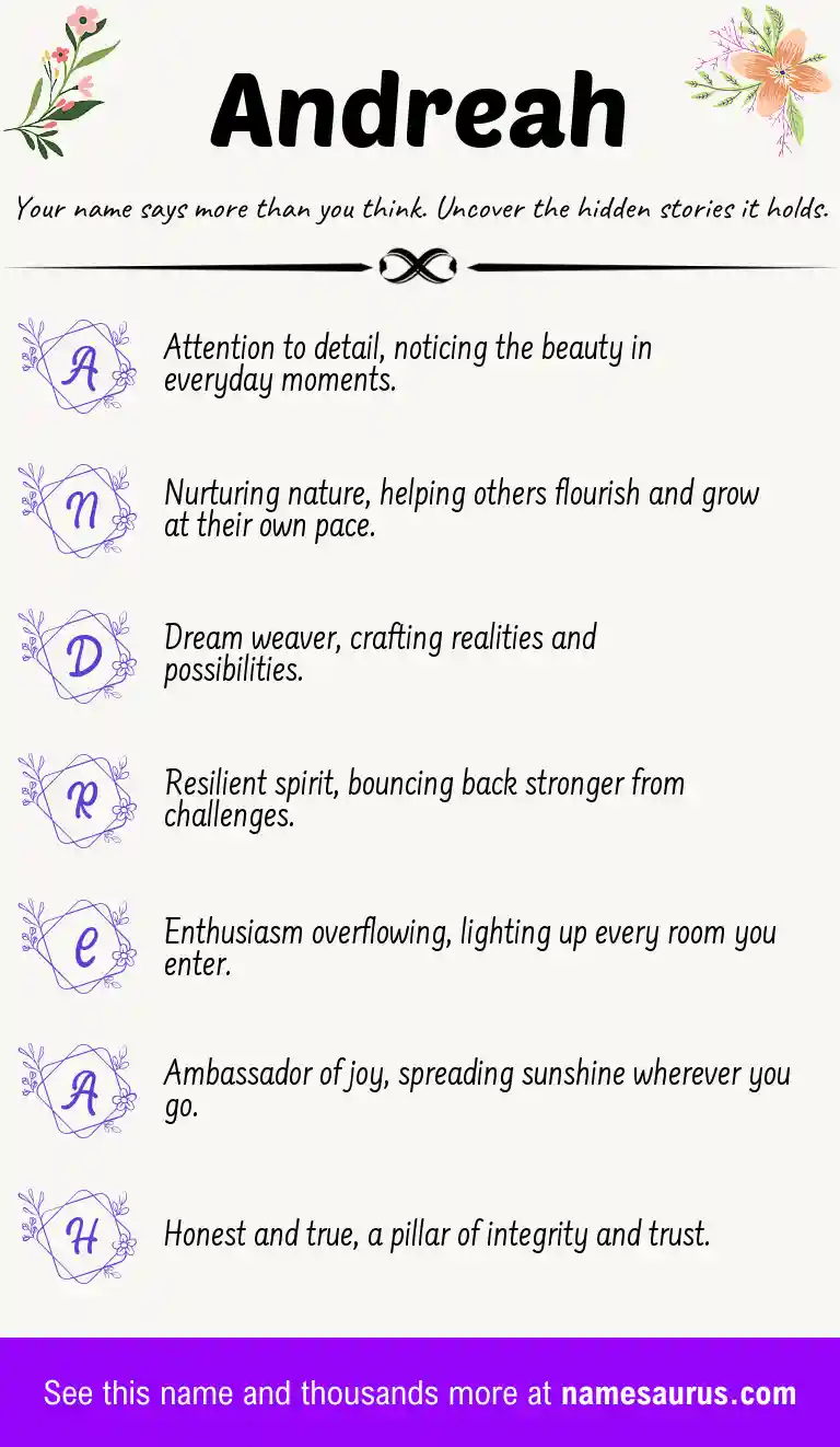 Acrostic poem about Andreah.