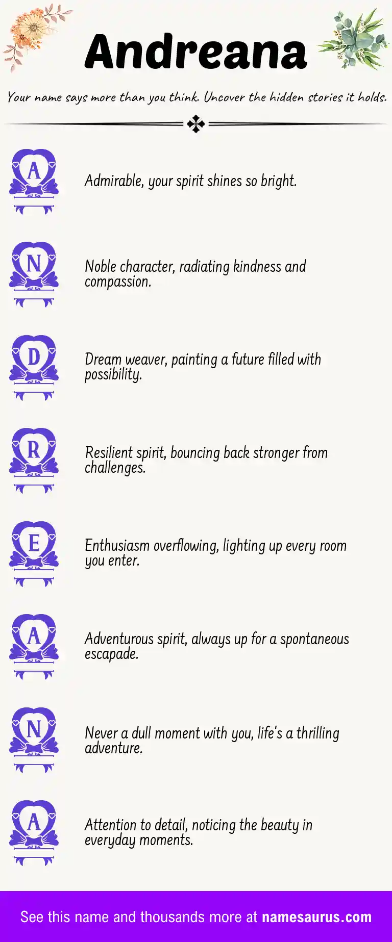 Acrostic poem about Andreana.