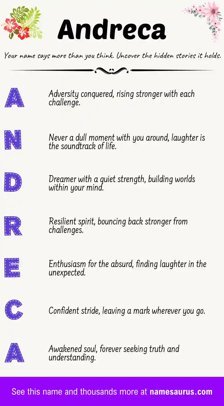 Acrostic poem about Andreca.