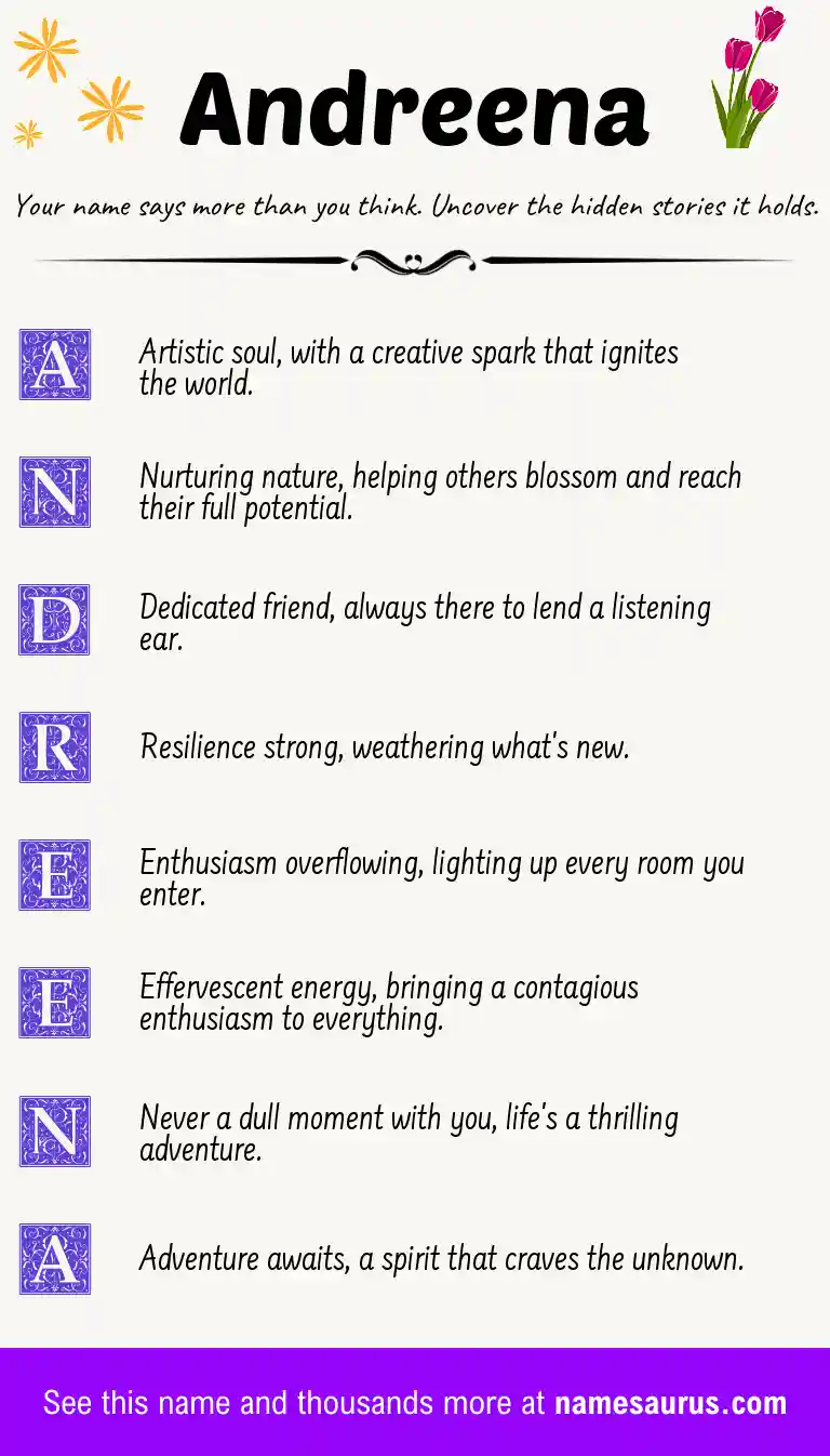 Acrostic poem about Andreena.