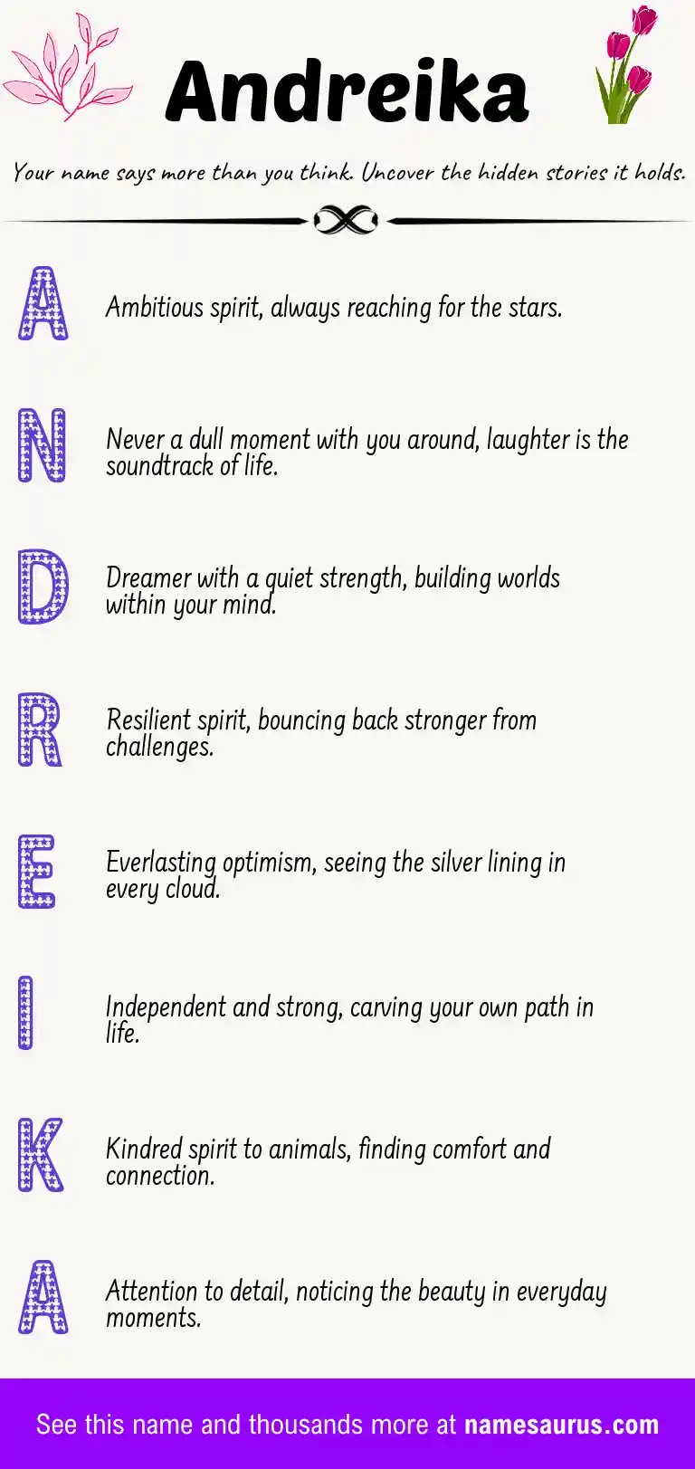 Acrostic poem about Andreika.