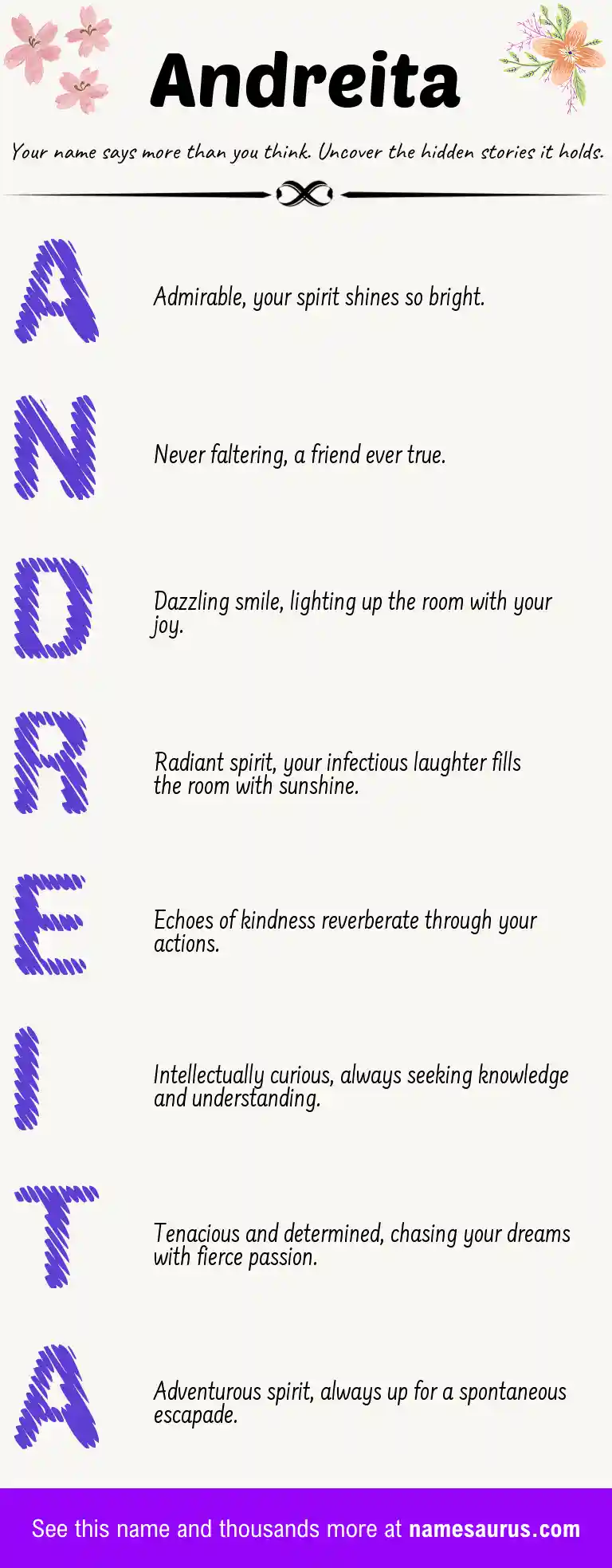 Acrostic poem about Andreita.
