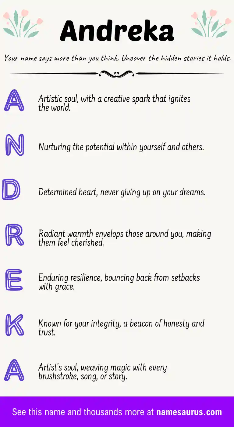 Acrostic poem about Andreka.