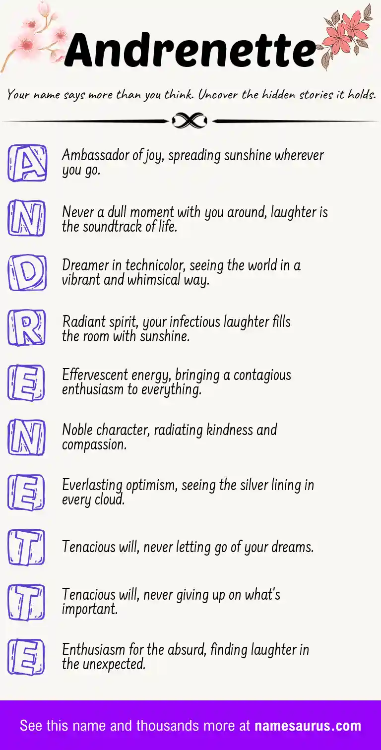 Acrostic poem about Andrenette.