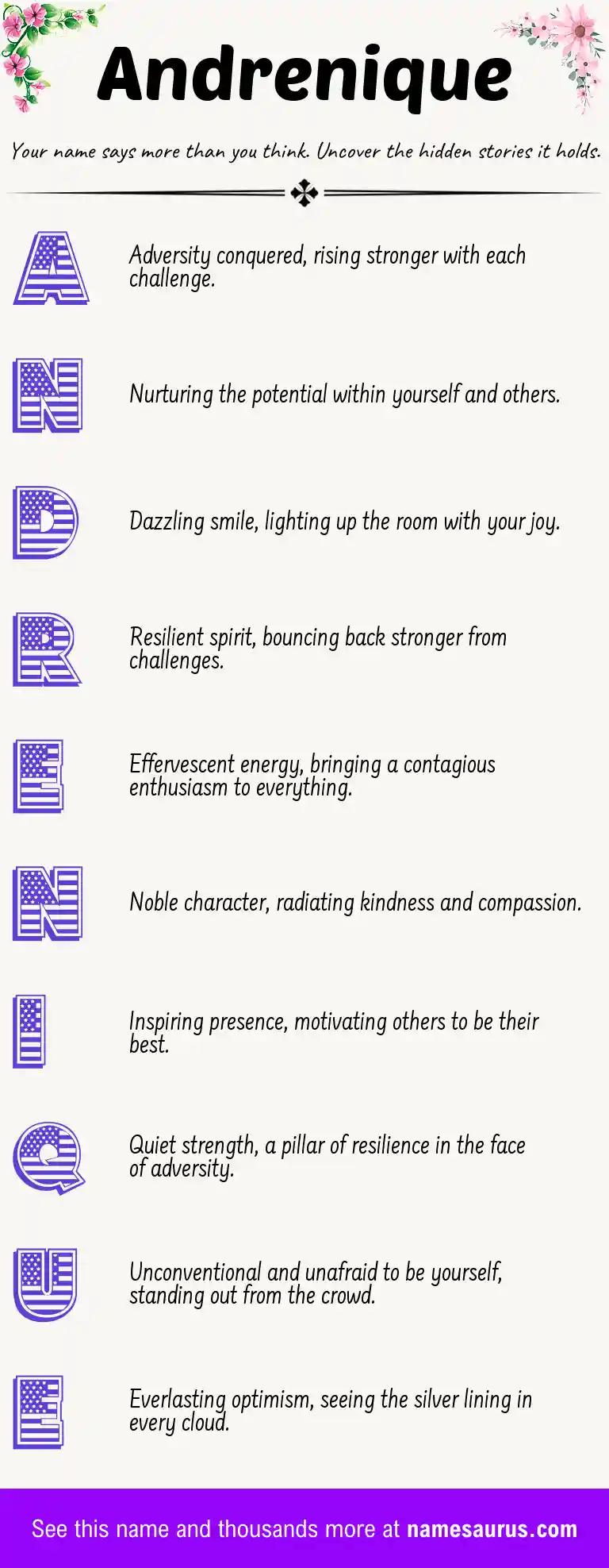Acrostic poem about Andrenique.