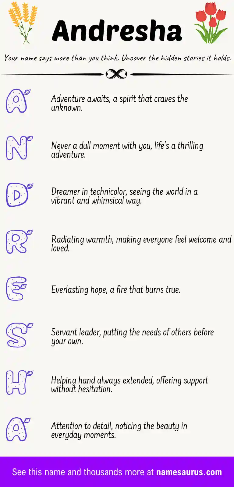 Acrostic poem about Andresha.