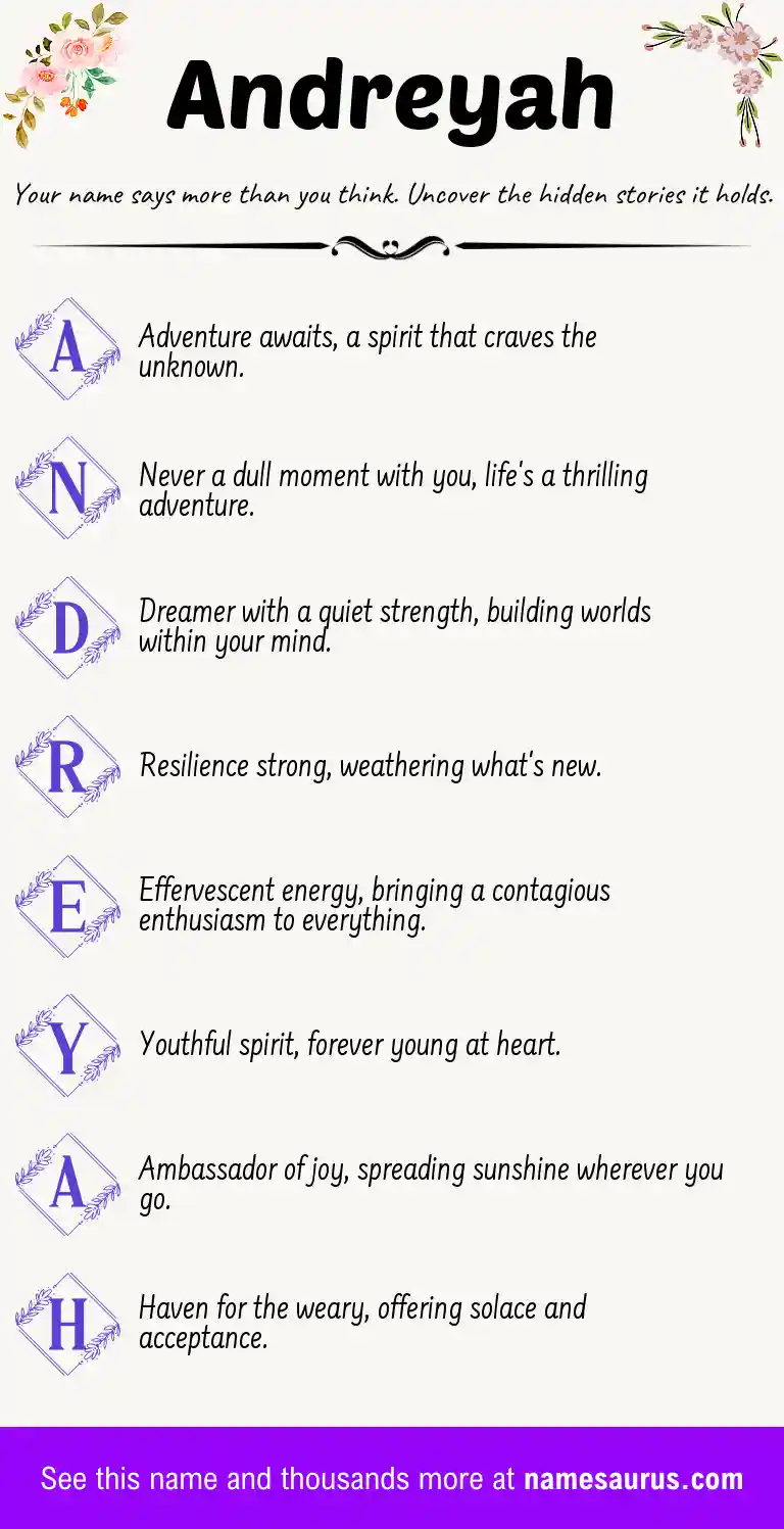 Acrostic poem about Andreyah.