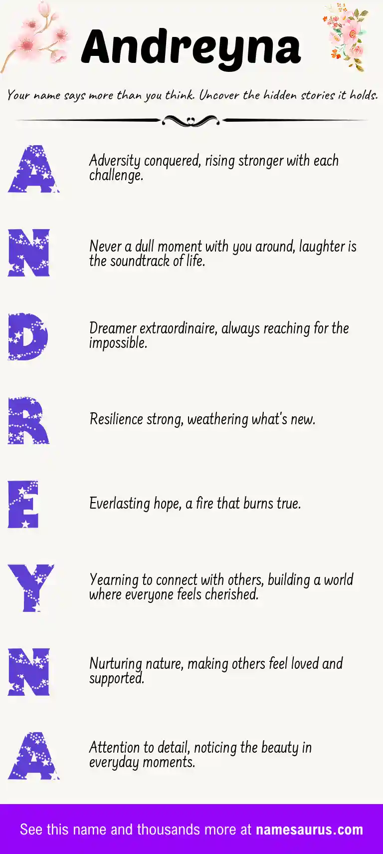 Acrostic poem about Andreyna.