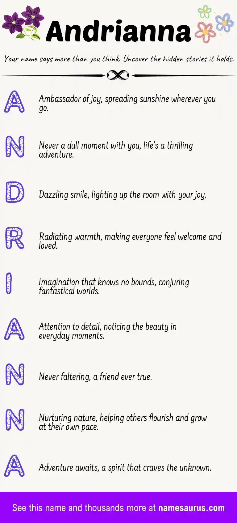 Acrostic poem about Andrianna.