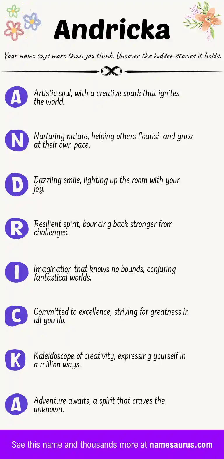 Acrostic poem about Andricka.