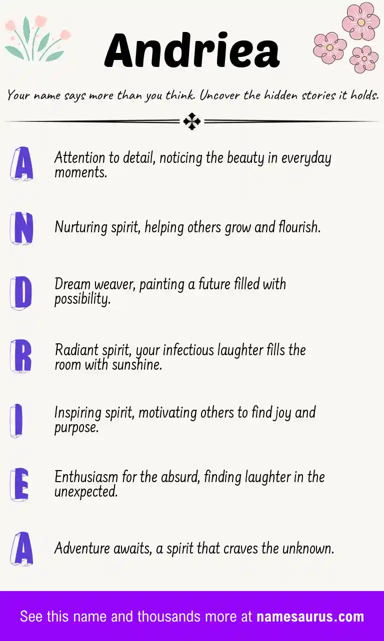 Acrostic poem about Andriea.
