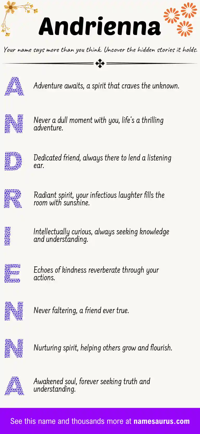 Acrostic poem about Andrienna.