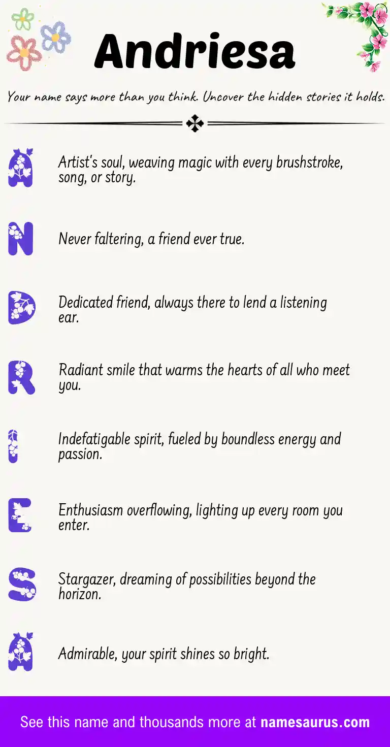 Acrostic poem about Andriesa.