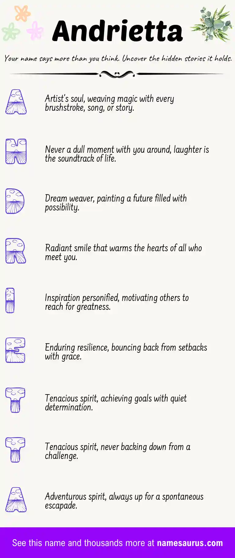 Acrostic poem about Andrietta.