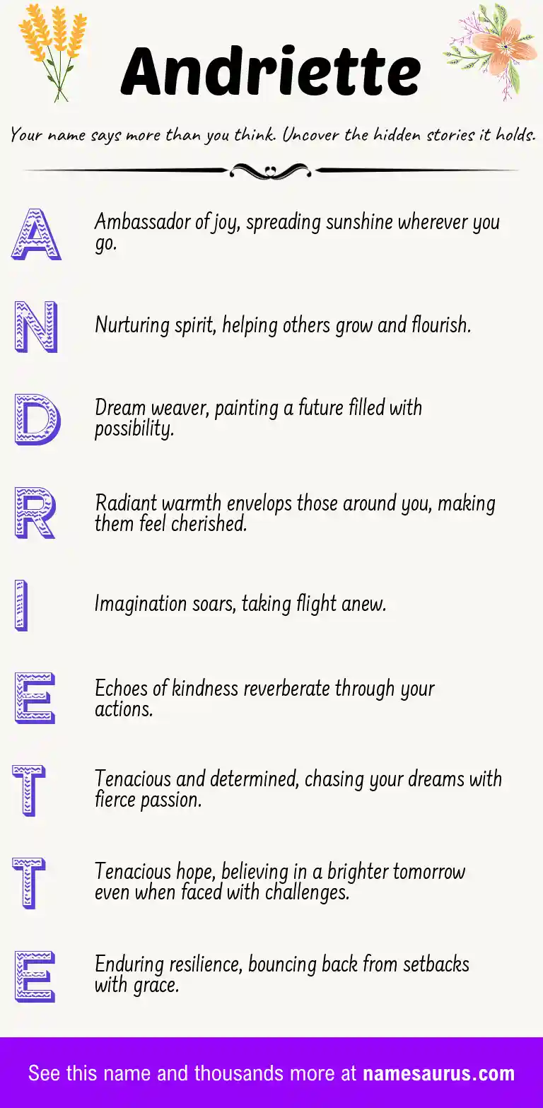 Acrostic poem about Andriette.