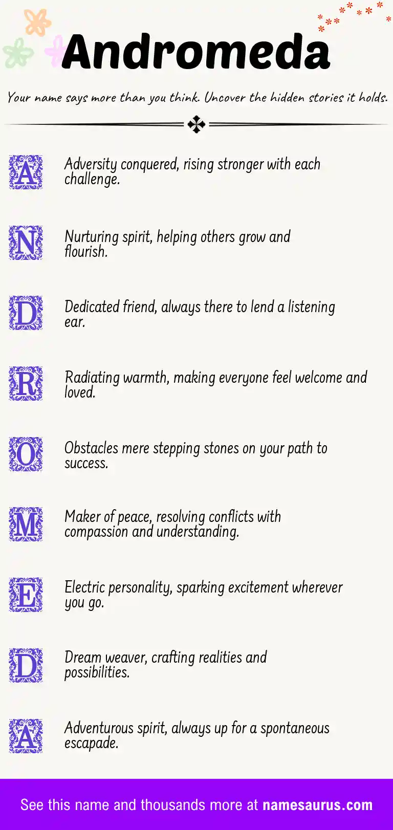 Acrostic poem about Andromeda.