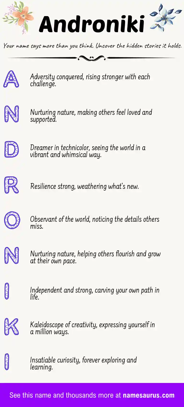 Acrostic poem about Androniki.