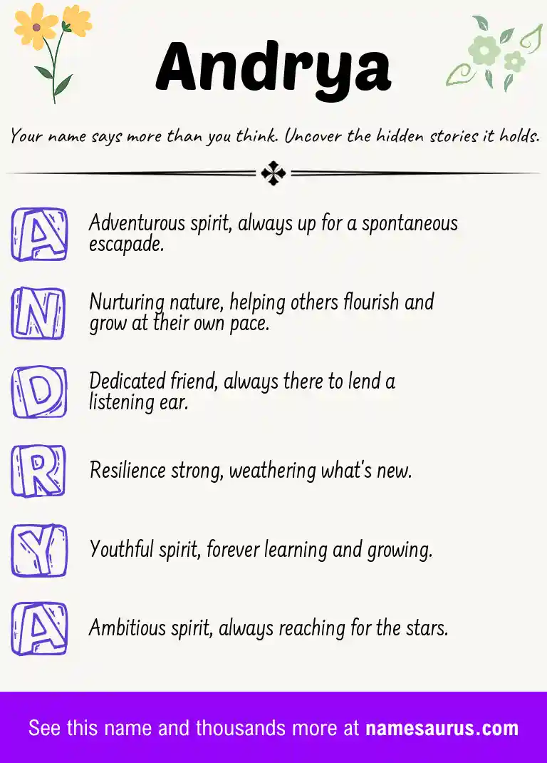 Acrostic poem about Andrya.