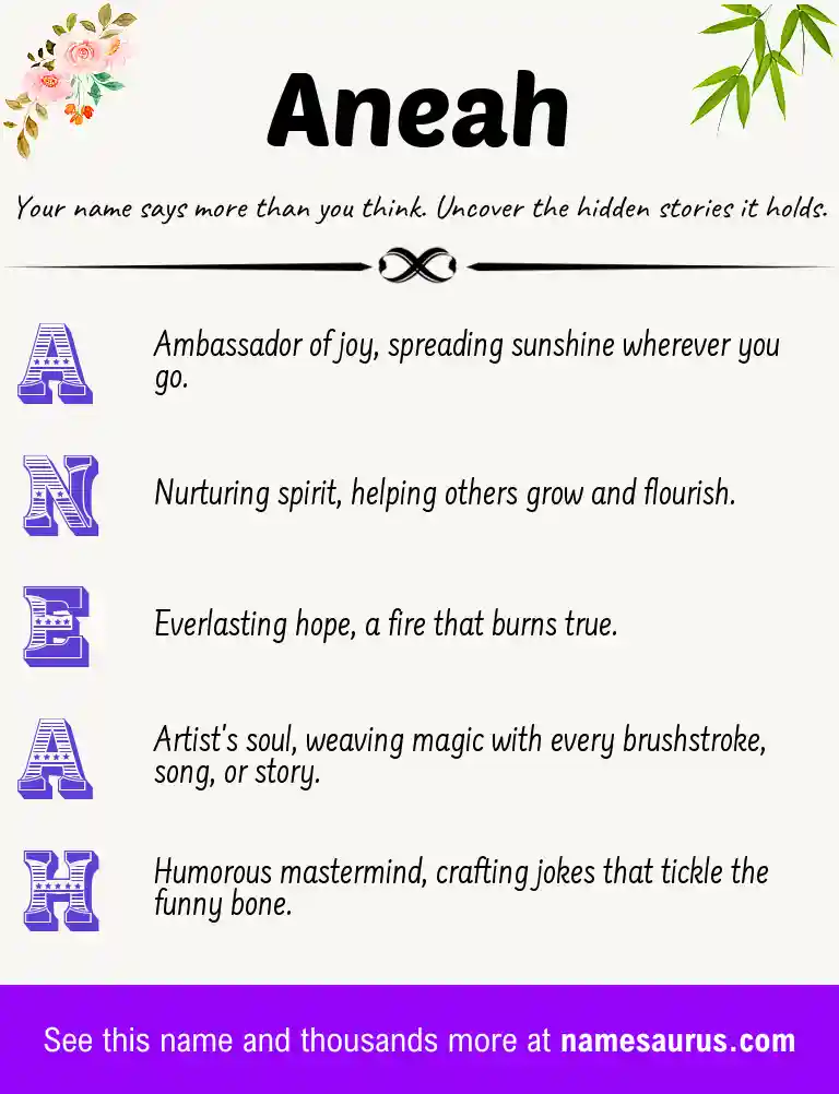 Acrostic poem about Aneah.