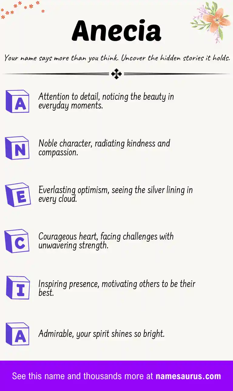 Acrostic poem about Anecia.