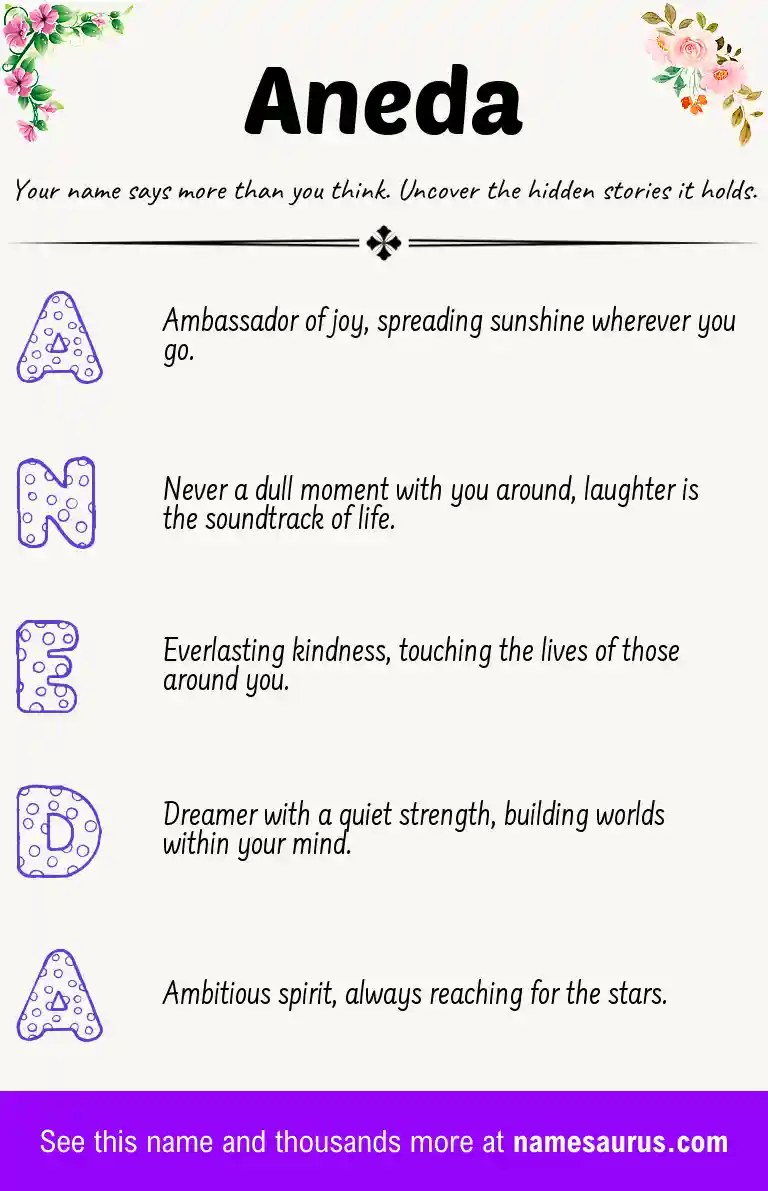 Acrostic poem about Aneda.