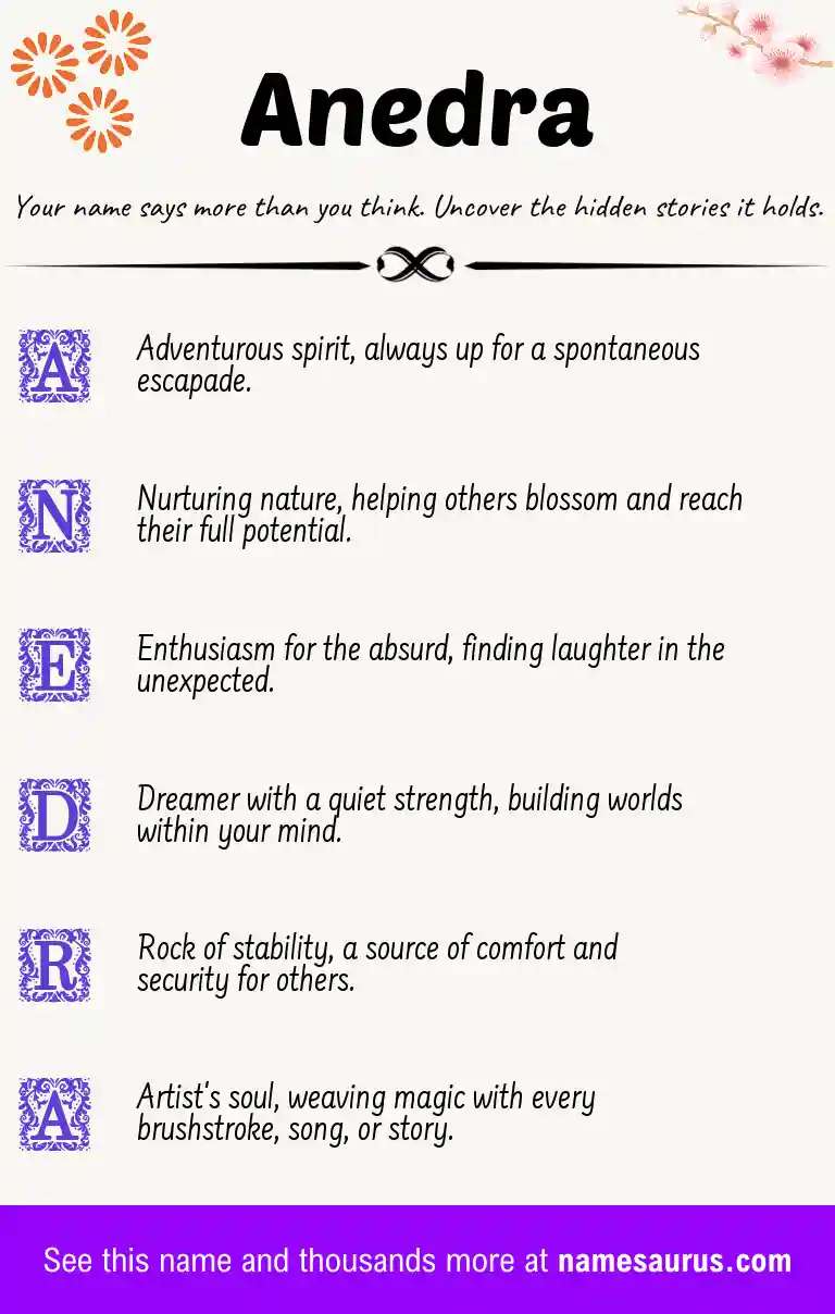 Acrostic poem about Anedra.