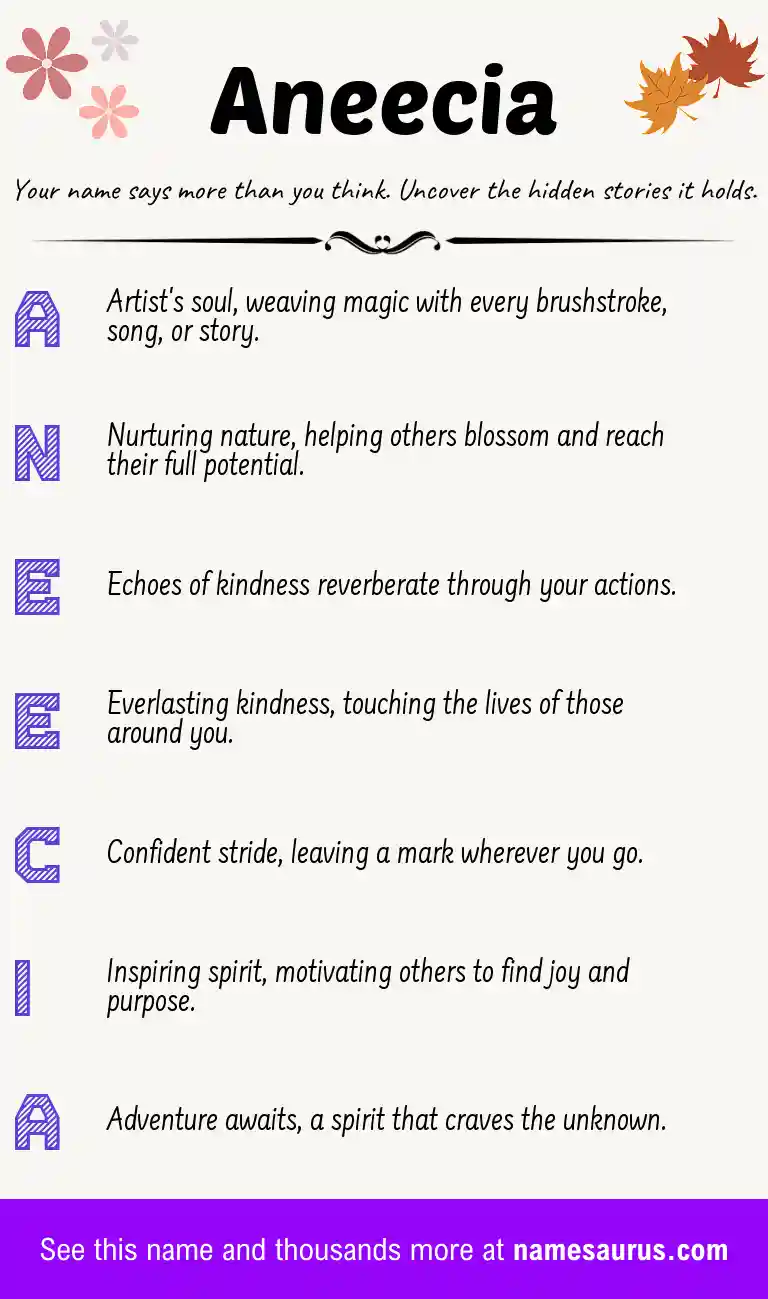 Acrostic poem about Aneecia.