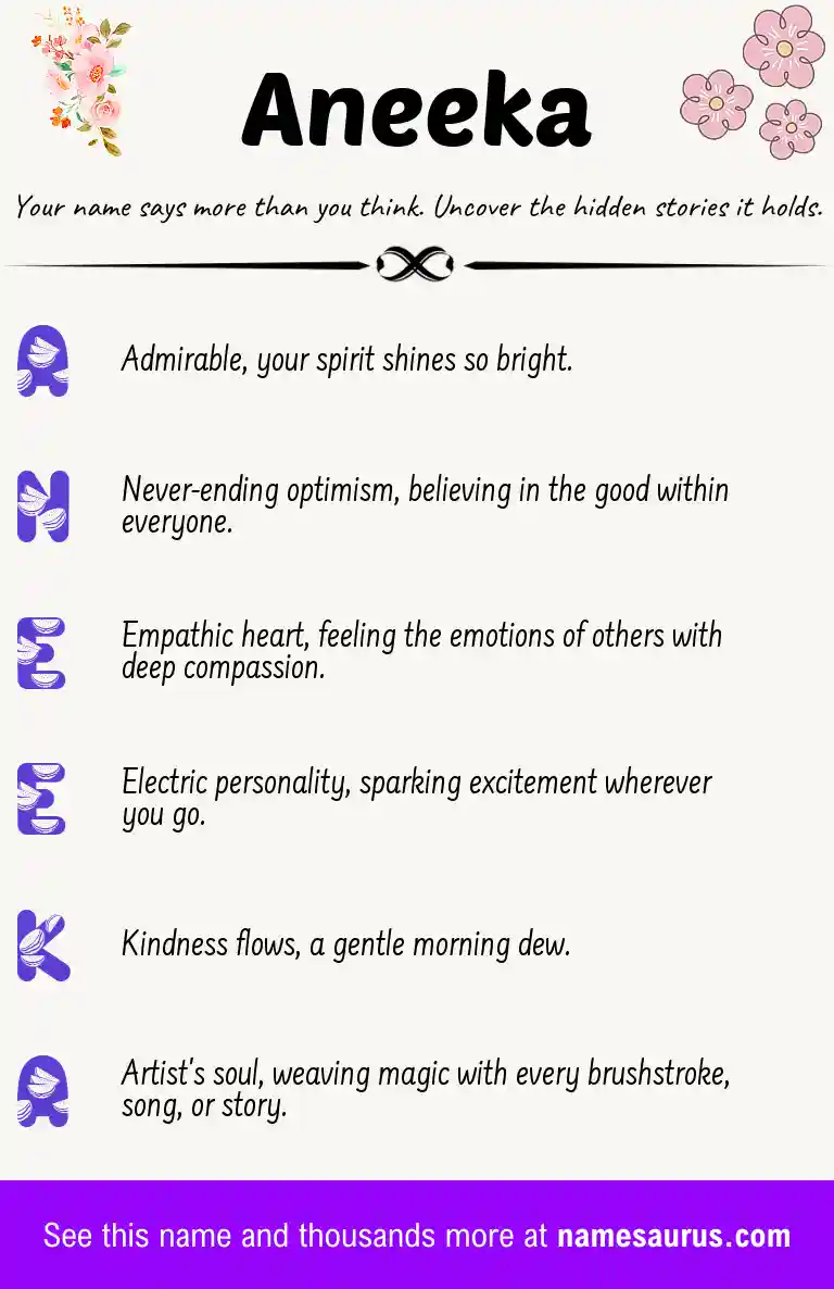 Acrostic poem about Aneeka.