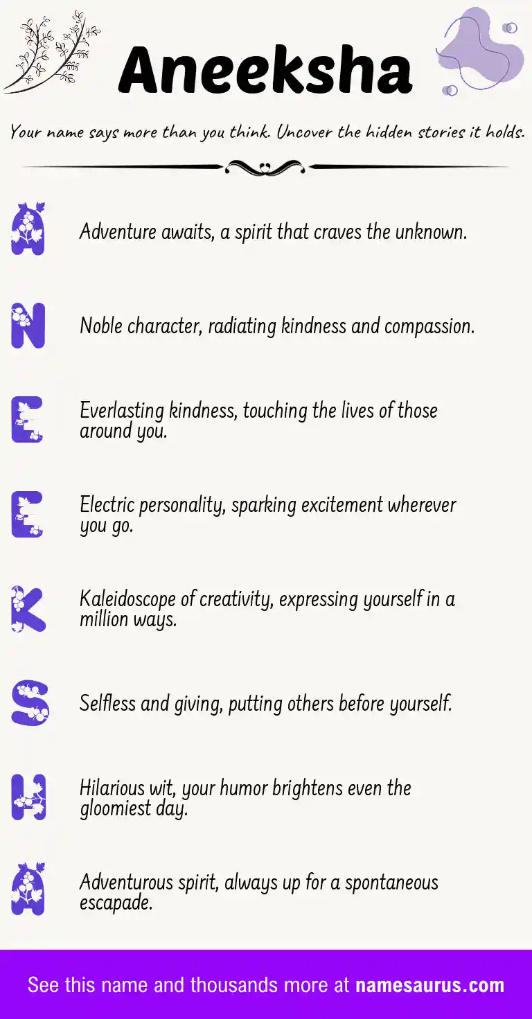 Acrostic poem about Aneeksha.