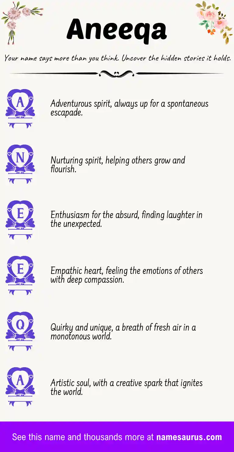 Acrostic poem about Aneeqa.