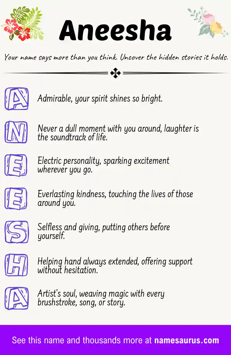 Acrostic poem about Aneesha.