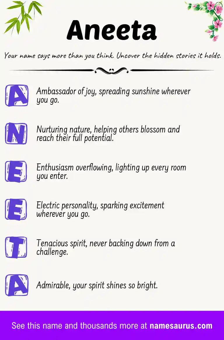 Acrostic poem about Aneeta.
