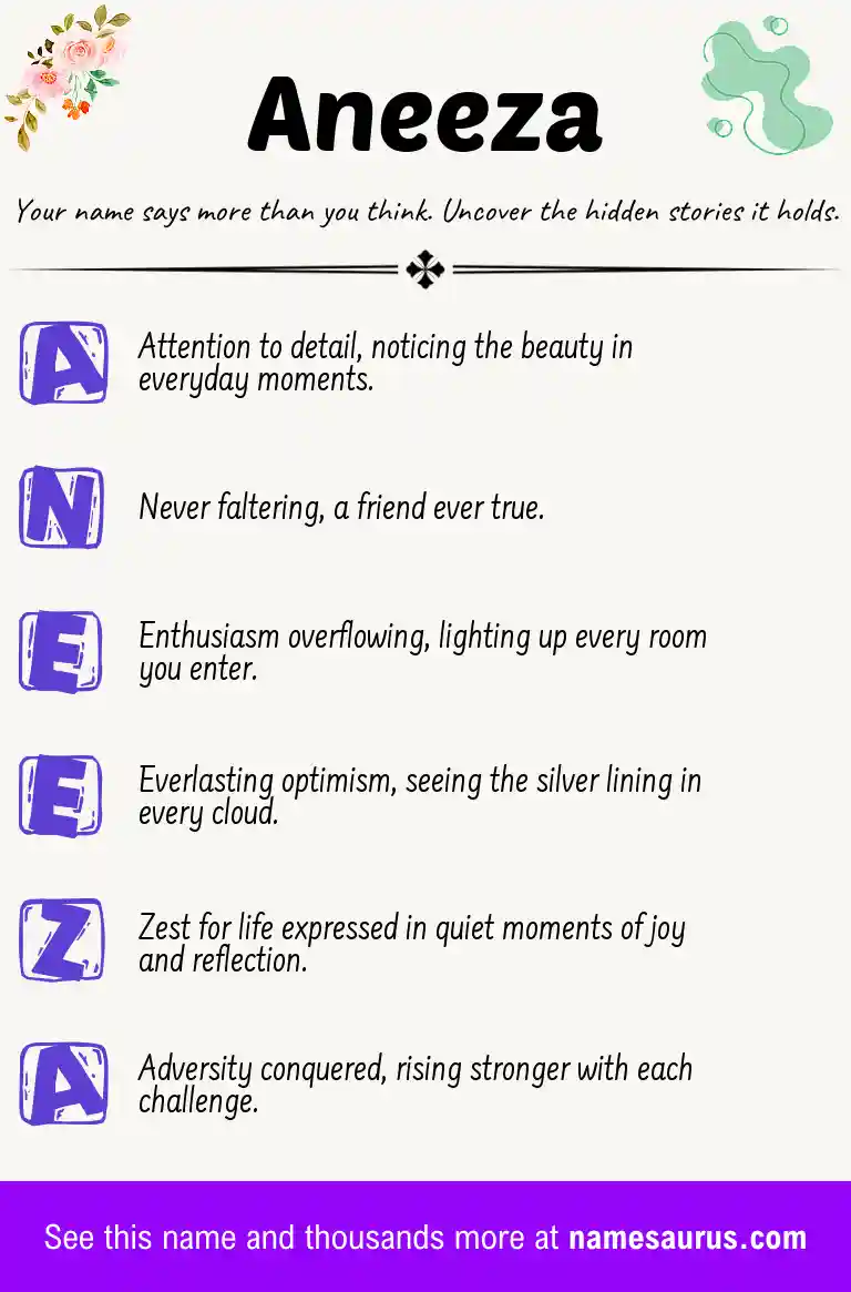 Acrostic poem about Aneeza.